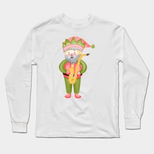 Cute santa claus playing saxophone. Long Sleeve T-Shirt